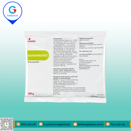 GANAMINOVIT HỖN HỢP BỔ SUNG VITAMIN CHO VẬT NUÔI